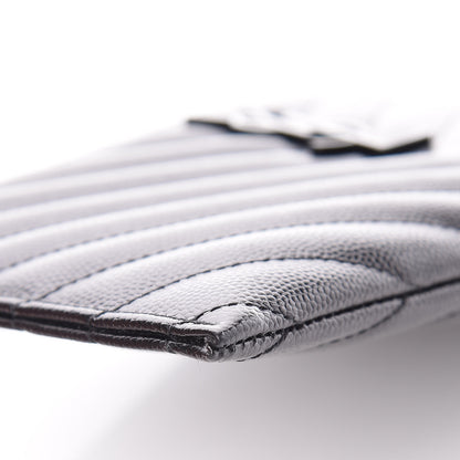 Saint Laurent Grain De Poudre Chevron Monogram Bill Pouch Black 8 of 10