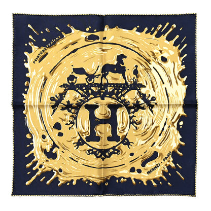 Hermes Silk Peinture Fraiche Scarf 45 Bleu Black Bronze 1 of 5