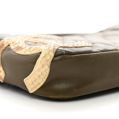 Chanel Calfskin Python Quilted Cambon CC Pochette Khaki 9 of 12