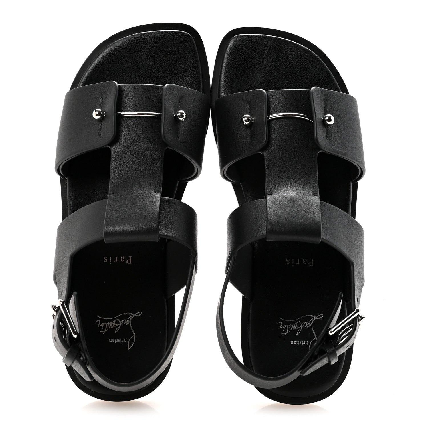 Christian Louboutin Calfskin Mens Chambeliss Sandals 41 Black 2 of 9