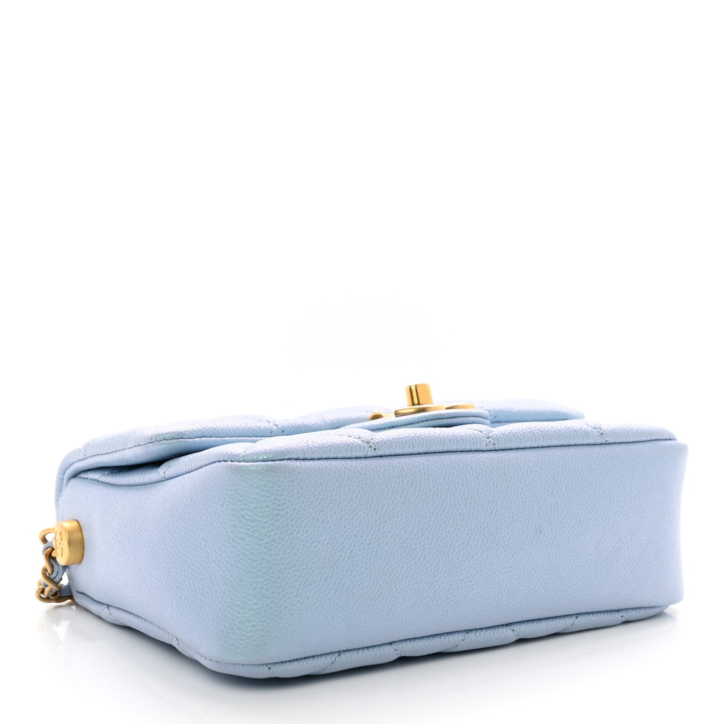Iridescent Caviar Quilted Mini My Perfect Flap Light Blue