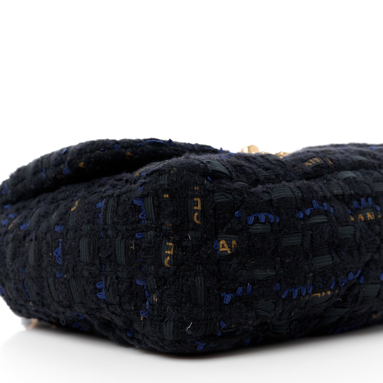 Chanel Tweed Quilted Medium Chanel 19 Flap Black Navy Gold 9 of 11