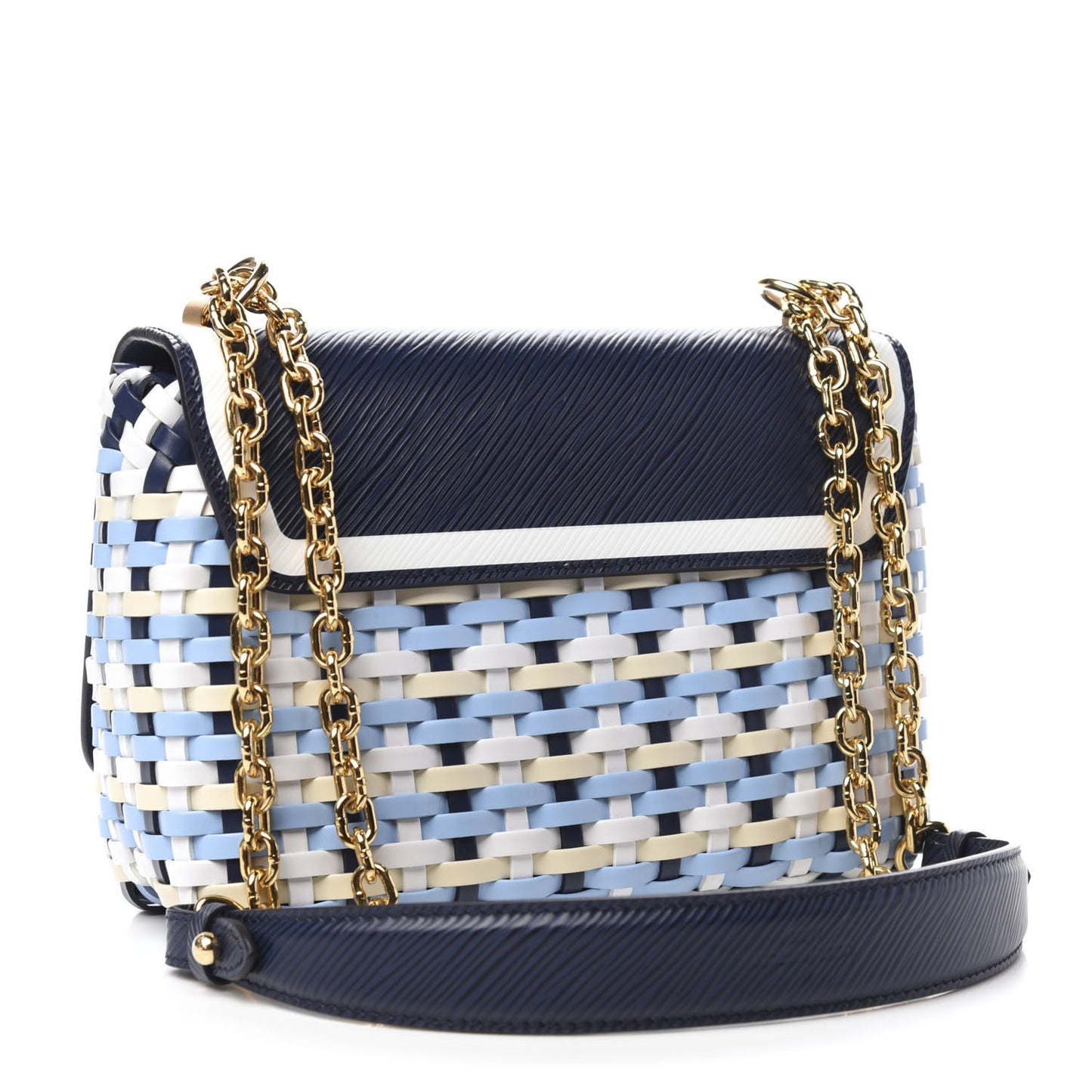 Epi Guinguette Twist Shoulder Bag MM Indigo Blue