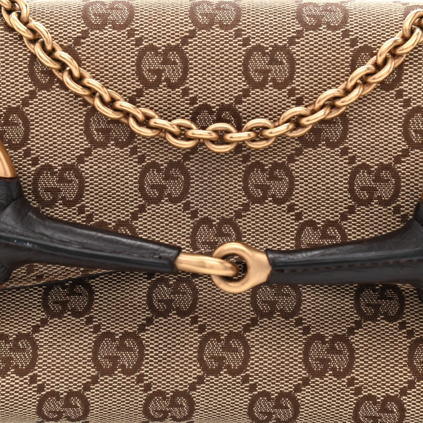 Monogram Horsebit Clutch Dark Brown