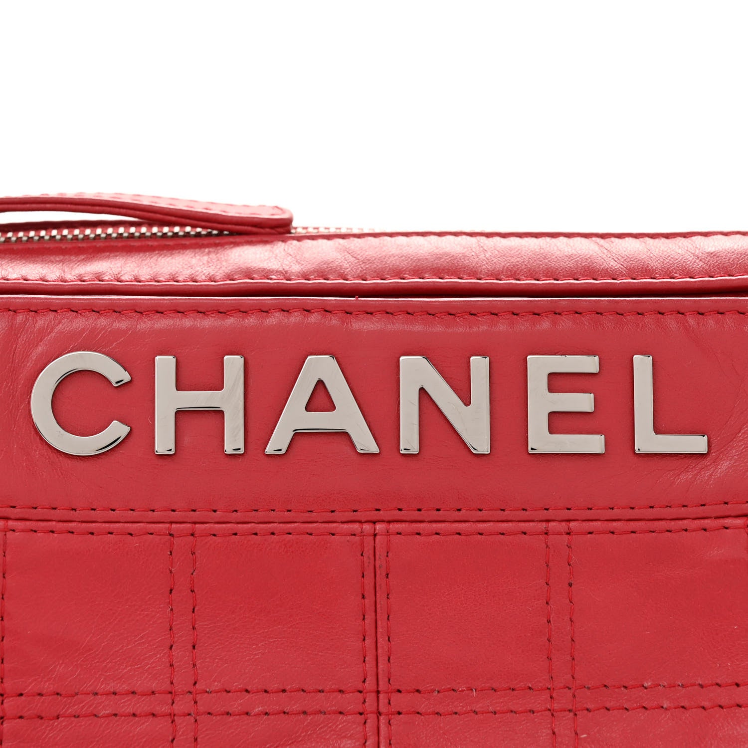 Chanel Lambskin Square Stitched Lax Accordion Hobo Red 8 of 13