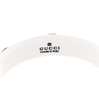 Gucci White Synthetic Corundum 18K Yellow Gold 4mm Interlocking G Icon Icon Ring 61 9.5 4 of 6