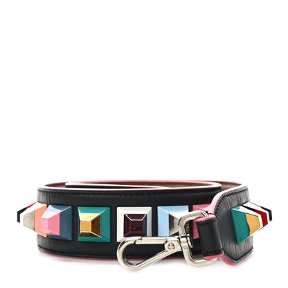 Fendi Vitello Dolce Plexiglass Bi-Color Studded Strap You Black Brownie Multicolor 1 of 4