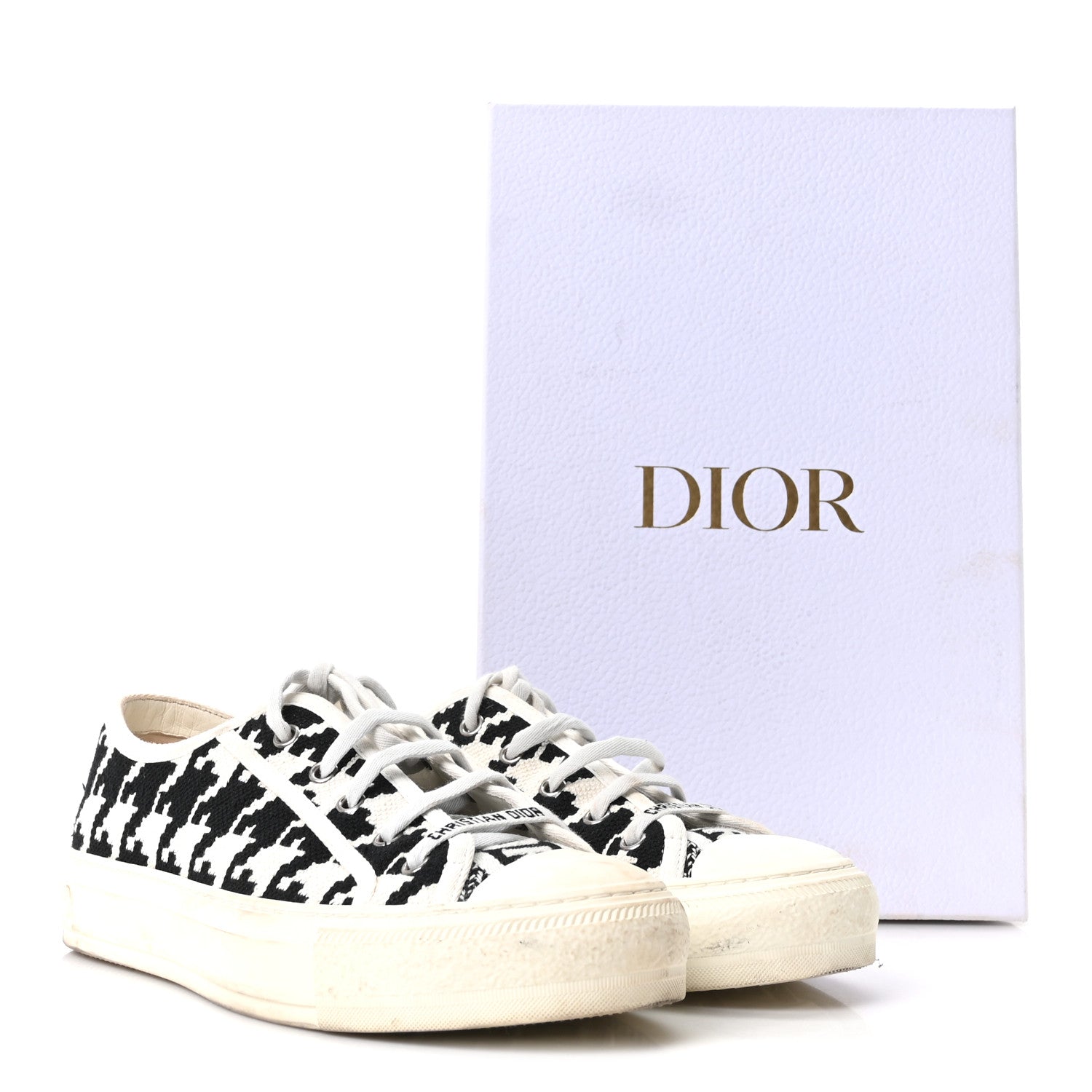 Christian Dior Canvas Macro Houndstooth Embroidered Womens Walk'N