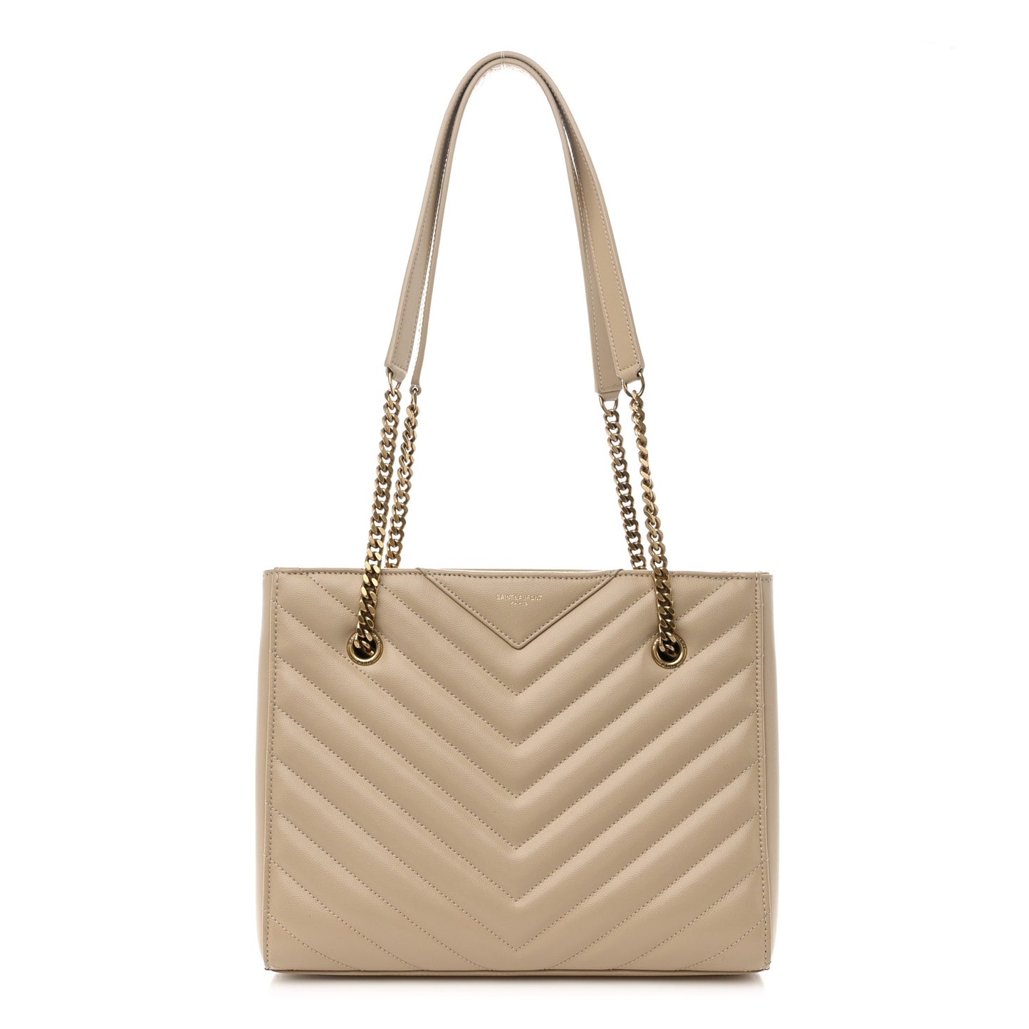 Grain De Poudre Matelasse Chevron Small Tribeca Shopping Bag Beige