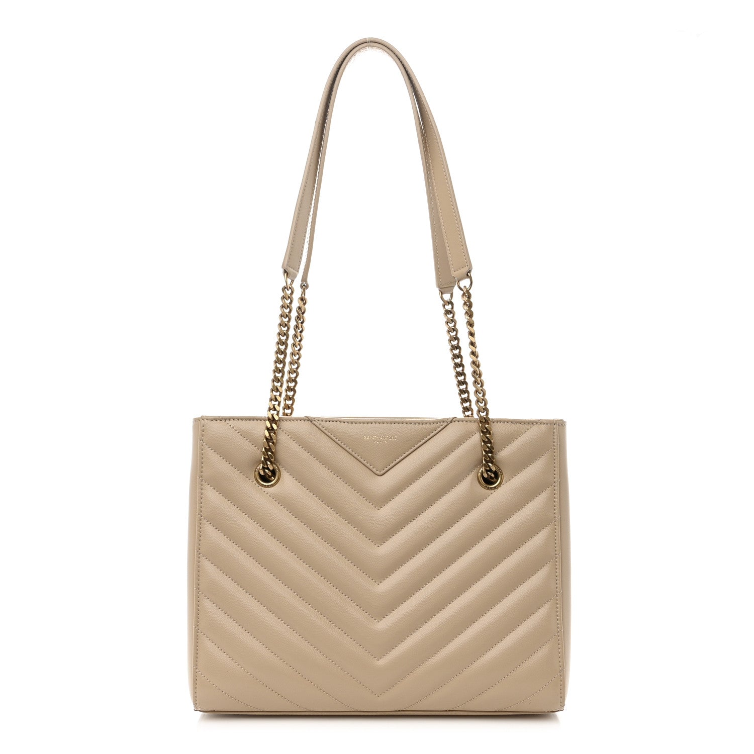Saint Laurent Grain De Poudre Matelasse Chevron Small Tribeca Shopping Bag Beige 1 of 12