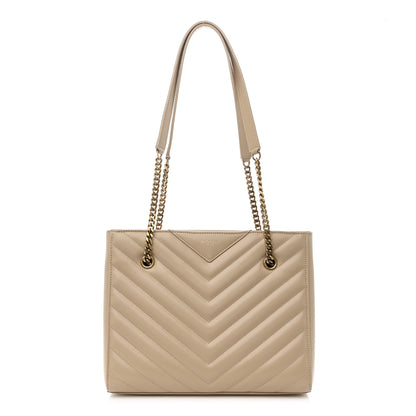 Saint Laurent Grain De Poudre Matelasse Chevron Small Tribeca Shopping Bag Beige 1 of 12