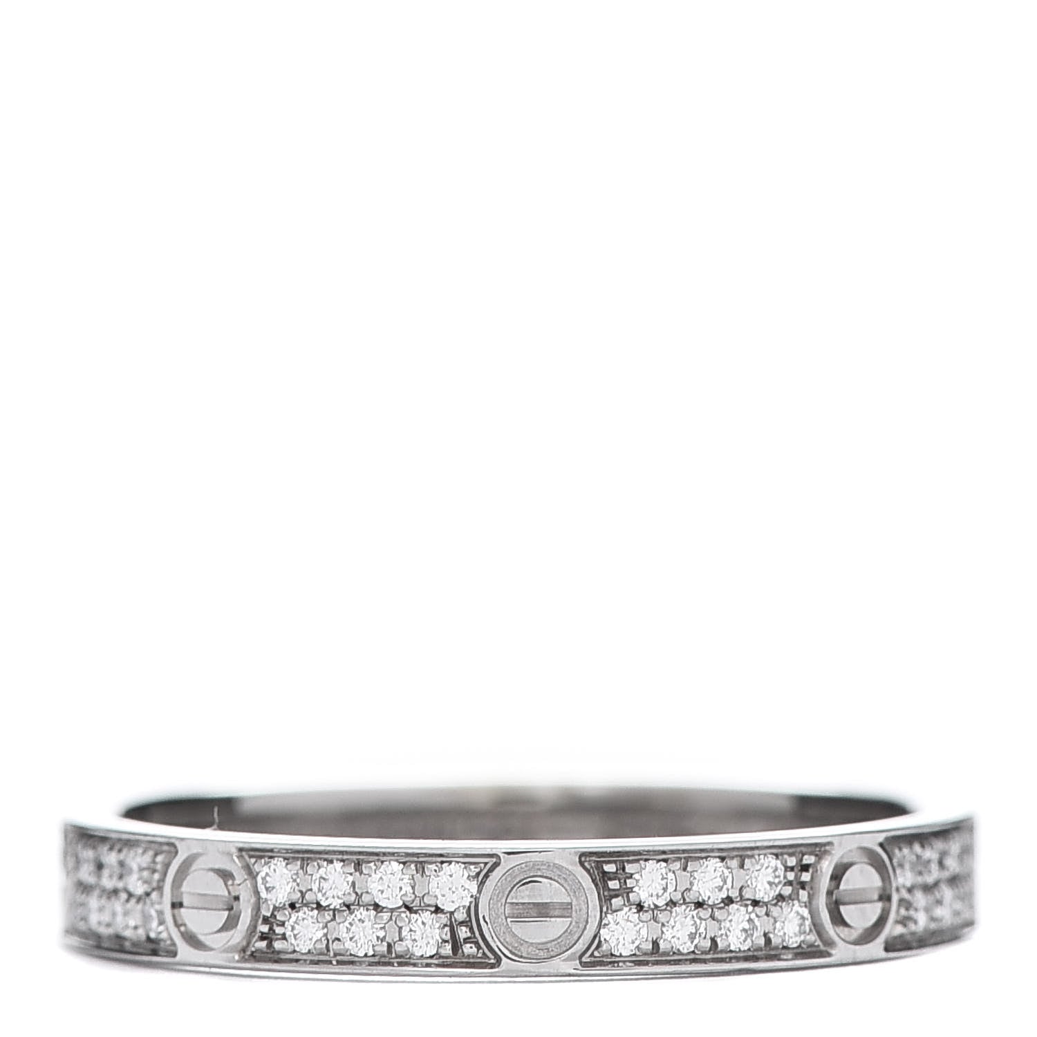 Cartier 18K White Gold Diamond 2.6mm LOVE Paved Band Ring 49 4.75 1 of 6
