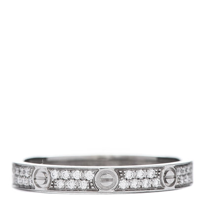 Cartier 18K White Gold Diamond 2.6mm LOVE Paved Band Ring 49 4.75 1 of 6