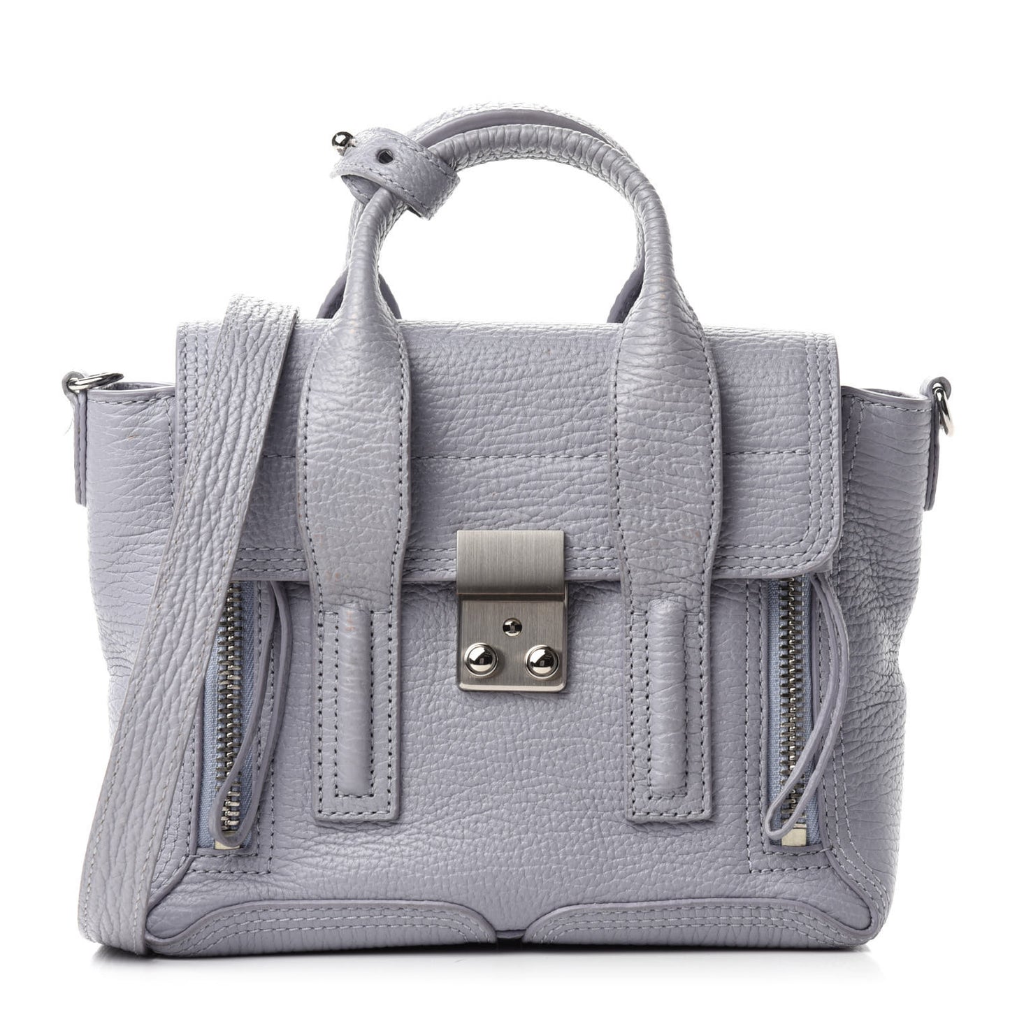 Textured Calfskin Mini Pashli Satchel Light Blue