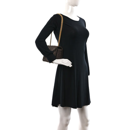 Valentino Garavani Raffia One Stud Chain Clutch Dark Brown 2 of 8