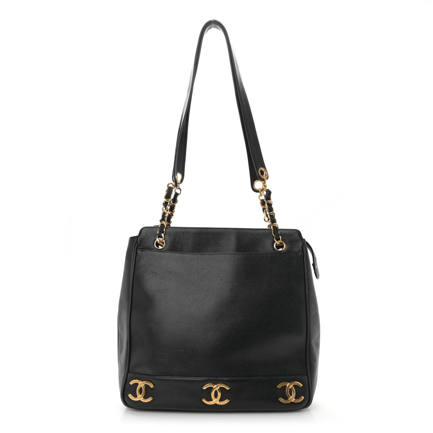 Caviar Triple CC Shoulder Bag Black