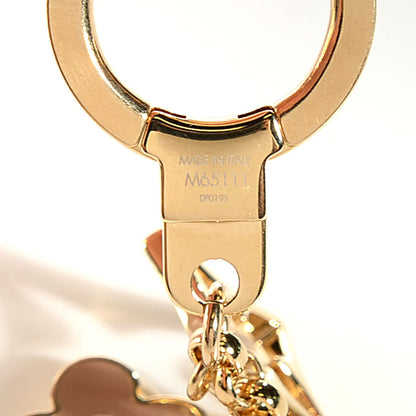 Louis Vuitton Brass Enamel Fleur De Monogram Bag Charm Chain Gold 3 of 3