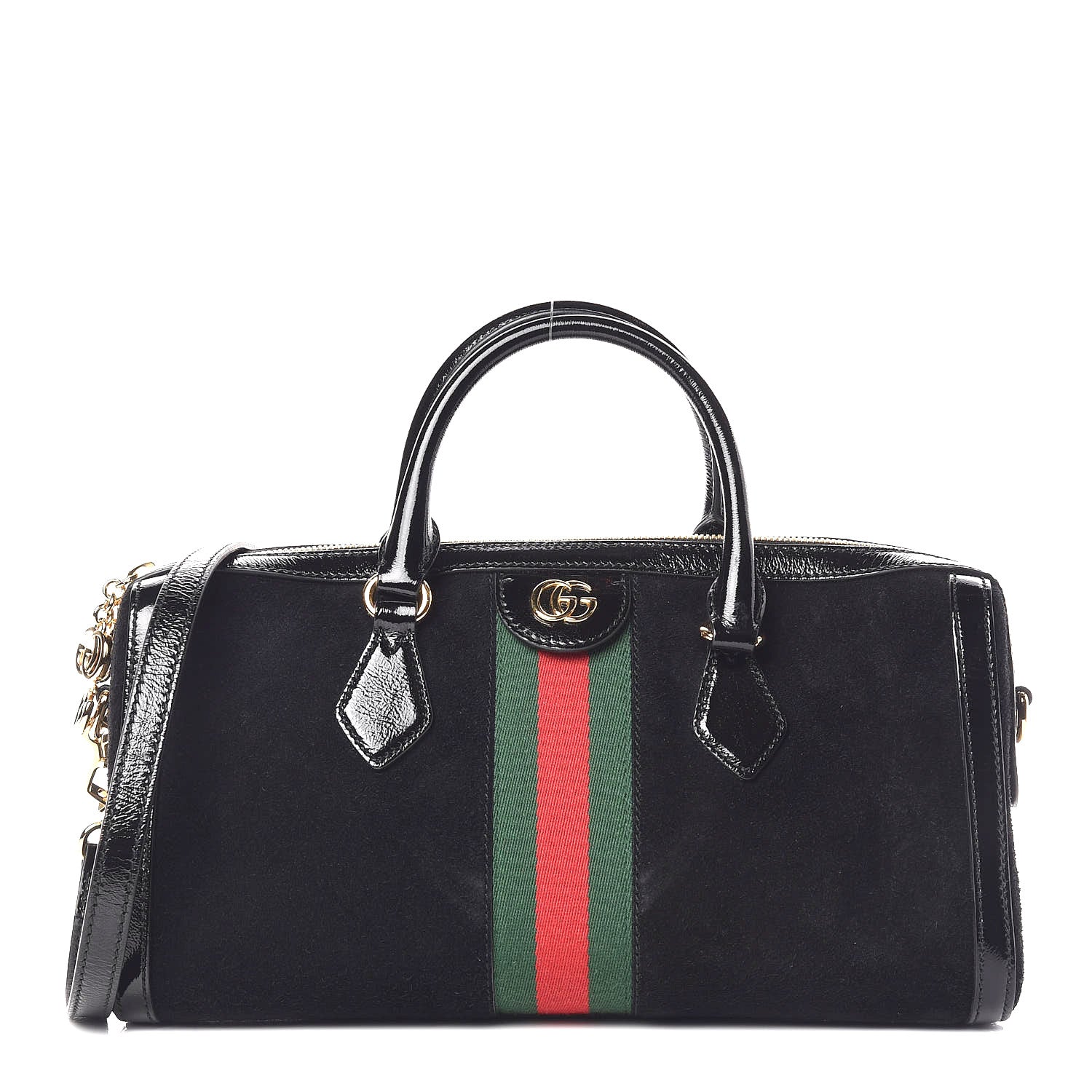 Gucci Suede Patent GG Web Medium Ophidia Boston Black 1 of 12