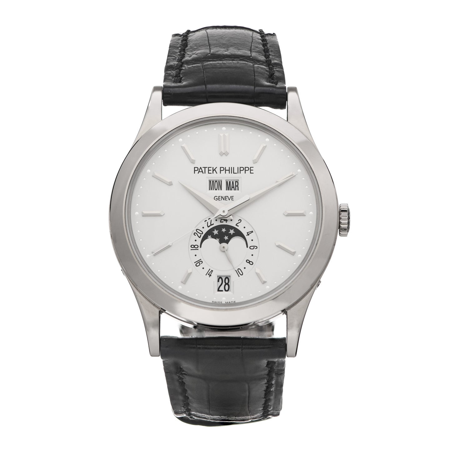18K White Gold Crocodile Annual Calendar Moonphase Automatic Watch 5396G-011