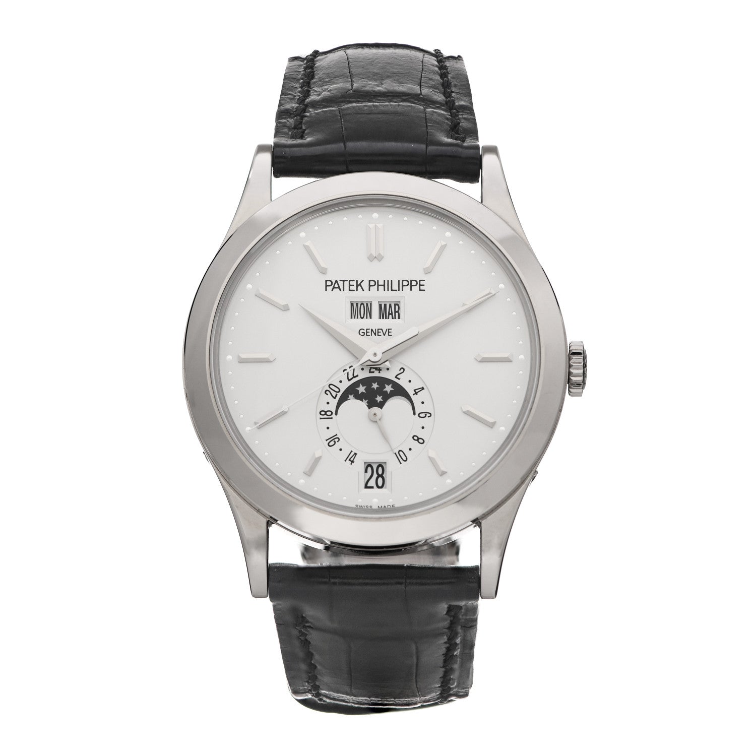 Patek Philippe 18K White Gold Crocodile Annual Calendar Moonphase Automatic Watch 5396G-011 1 of 5