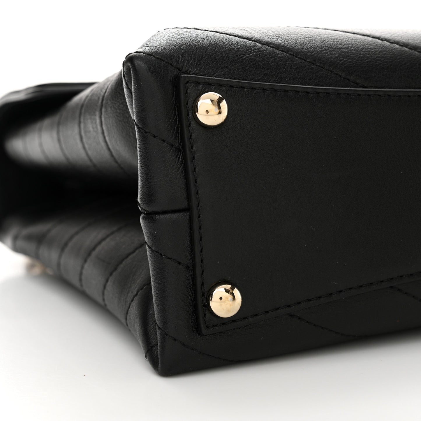 Calfskin Chevron Stitched Medium Coco Flap Bag Black