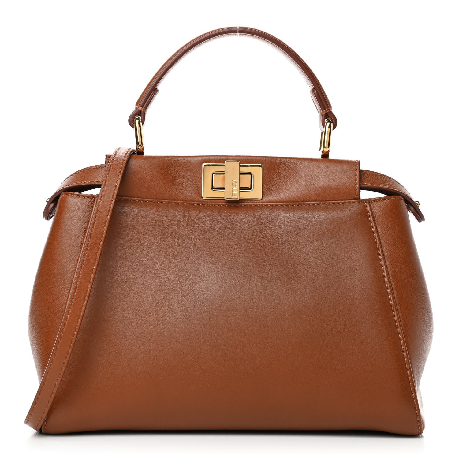 Fendi Nappa Mini Peekaboo Iconic Satchel Corteccia 1 of 4