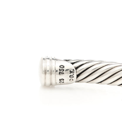 David Yurman Sterling Silver 18K White Gold Diamond 5mm Cable Classics Station Bracelet 3 of 4