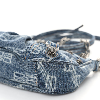 Balenciaga Bleached Denim BB Monogram Le Cagole Mini Purse With Chain Blue 11 of 11