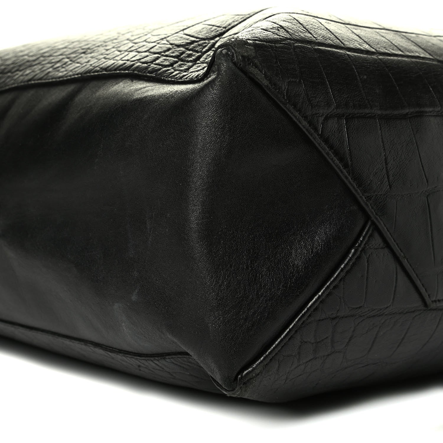 Celine Lambskin Crocodile Embossed Vertical Cabas Black 6 of 7