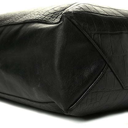 Celine Lambskin Crocodile Embossed Vertical Cabas Black 6 of 7
