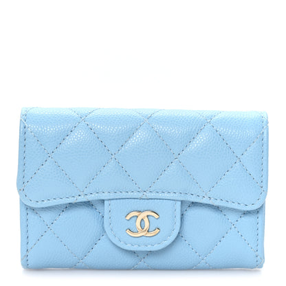 Chanel Caviar Quilted Flap Card Holder Wallet Light Blue 1 of 8