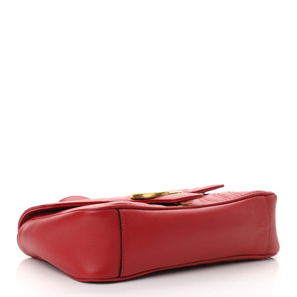 Gucci Calfskin Matelasse Small GG Marmont Shoulder Bag Hibiscus Red 4 of 11
