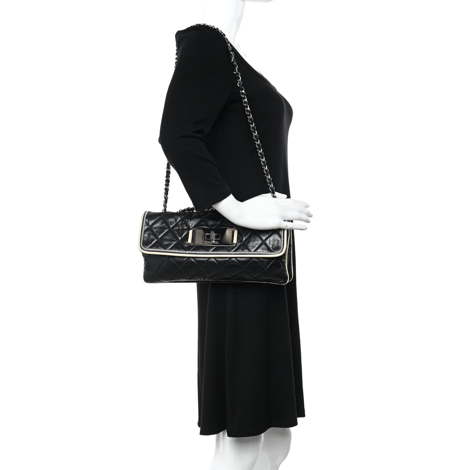 Chanel Lambskin East West Mademoiselle Flap Black 2 of 9