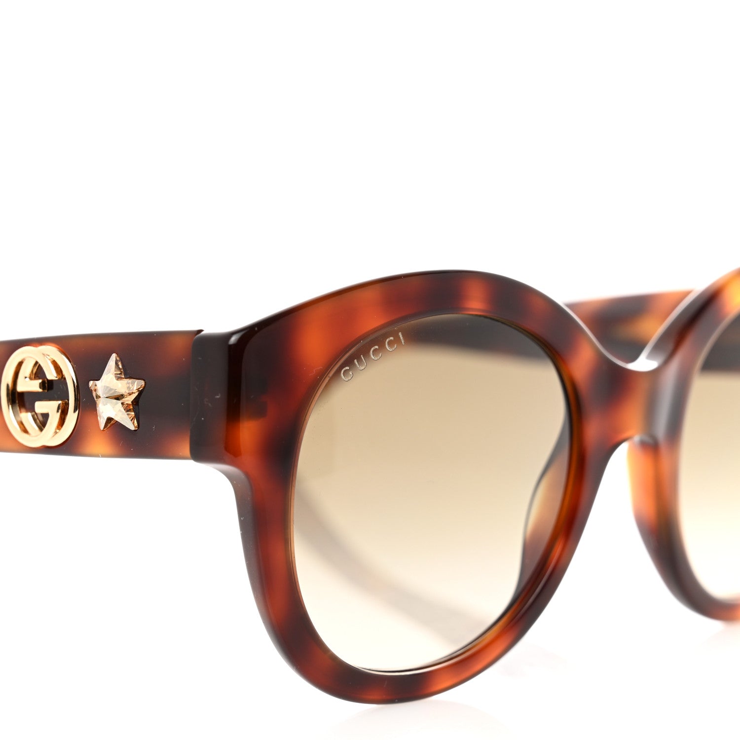 Gucci Acetate Round Frame GG Star Sunglasses GG0207S Tortoiseshell 7 of 8