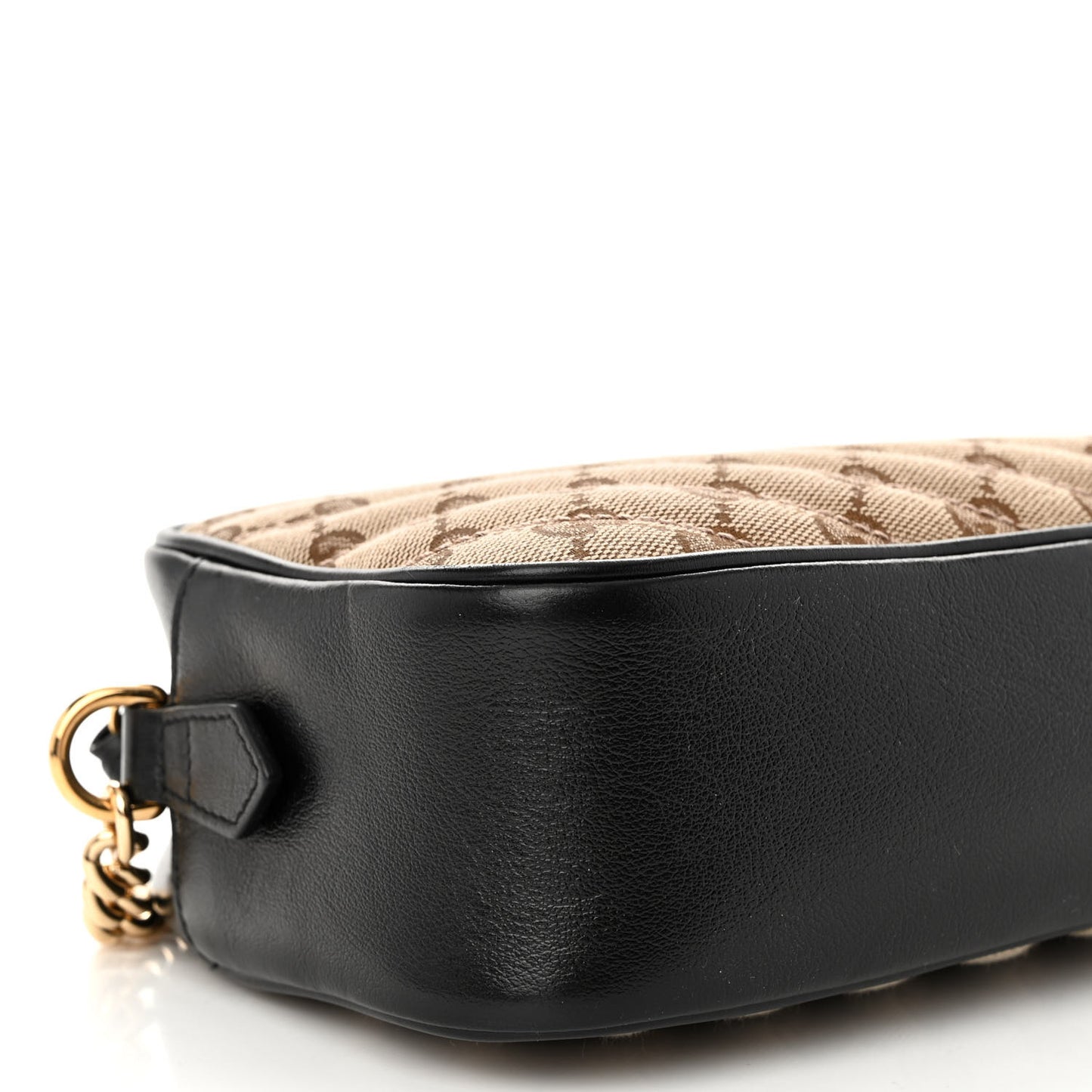 Monogram Matelasse Diagonal Small GG Marmont Chain Shoulder Bag Beige Black