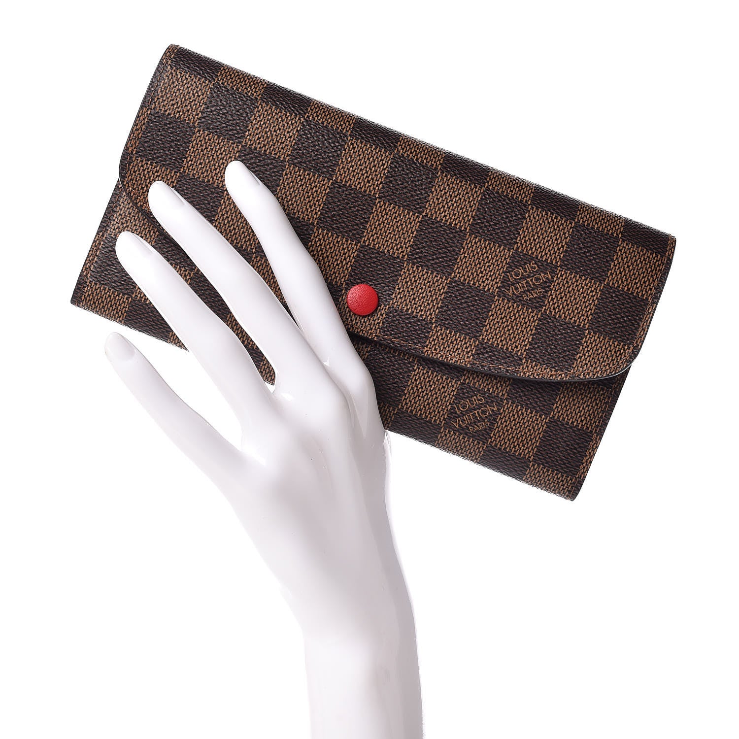 Louis Vuitton Damier Ebene Emilie Wallet Red 2 of 8