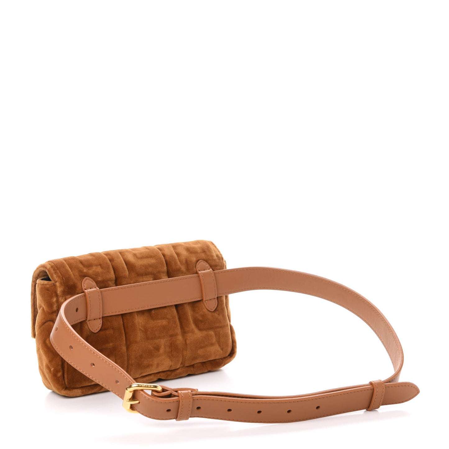 Velvet FF Embossed Hip Belt Baguette Bag Caramel