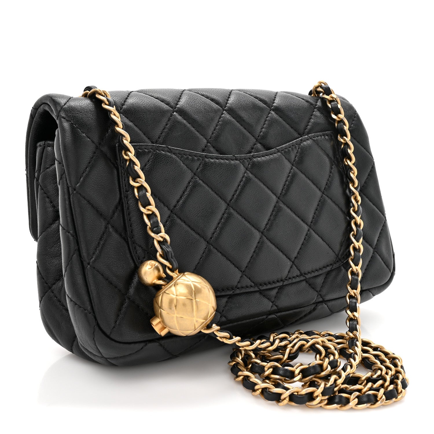 Chanel Lambskin Quilted Mini Rectangular Pearl Crush Flap Black