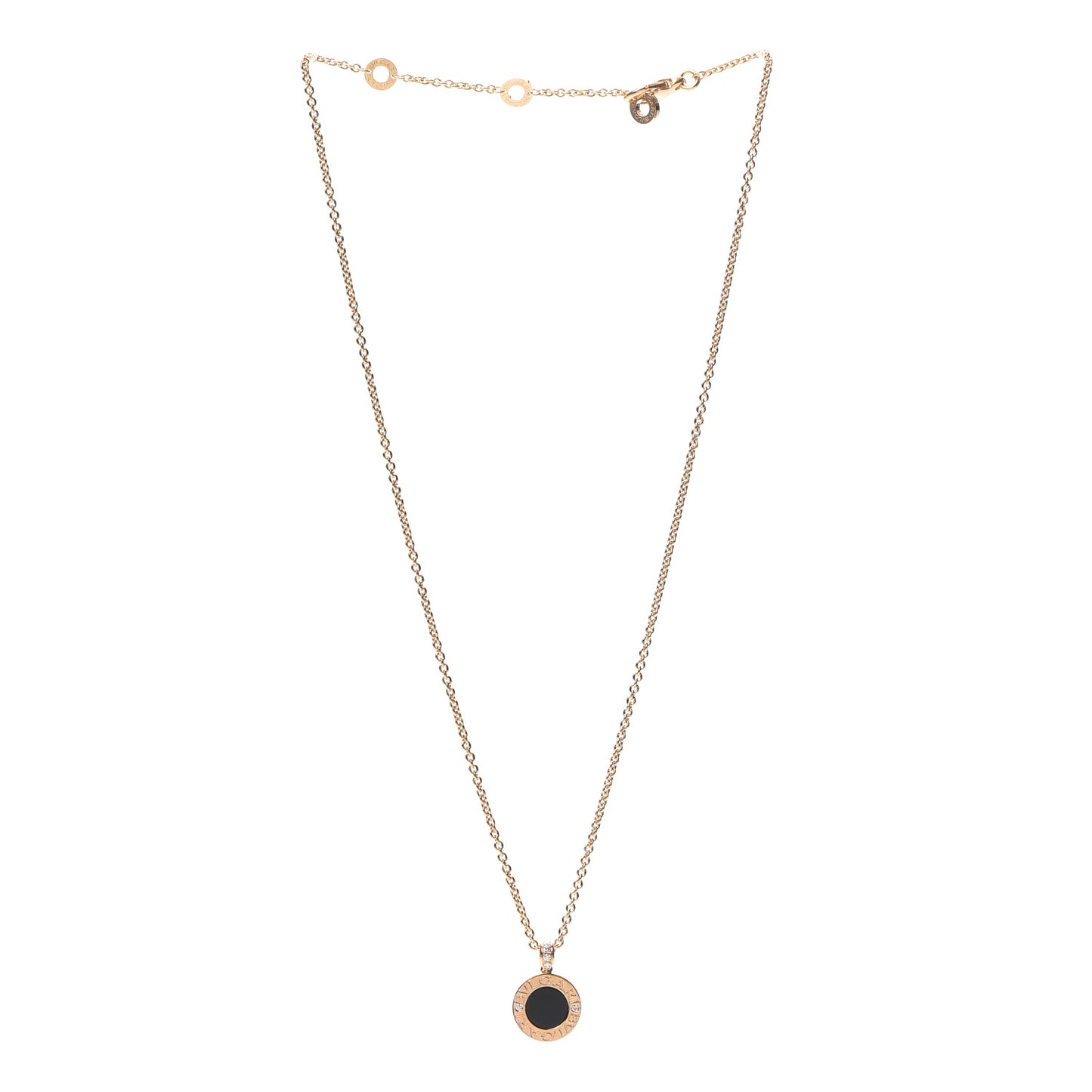 18K Yellow Gold Diamond Black Onyx Mother of Pearl BVLGARI BVLGARI Pendant Necklace
