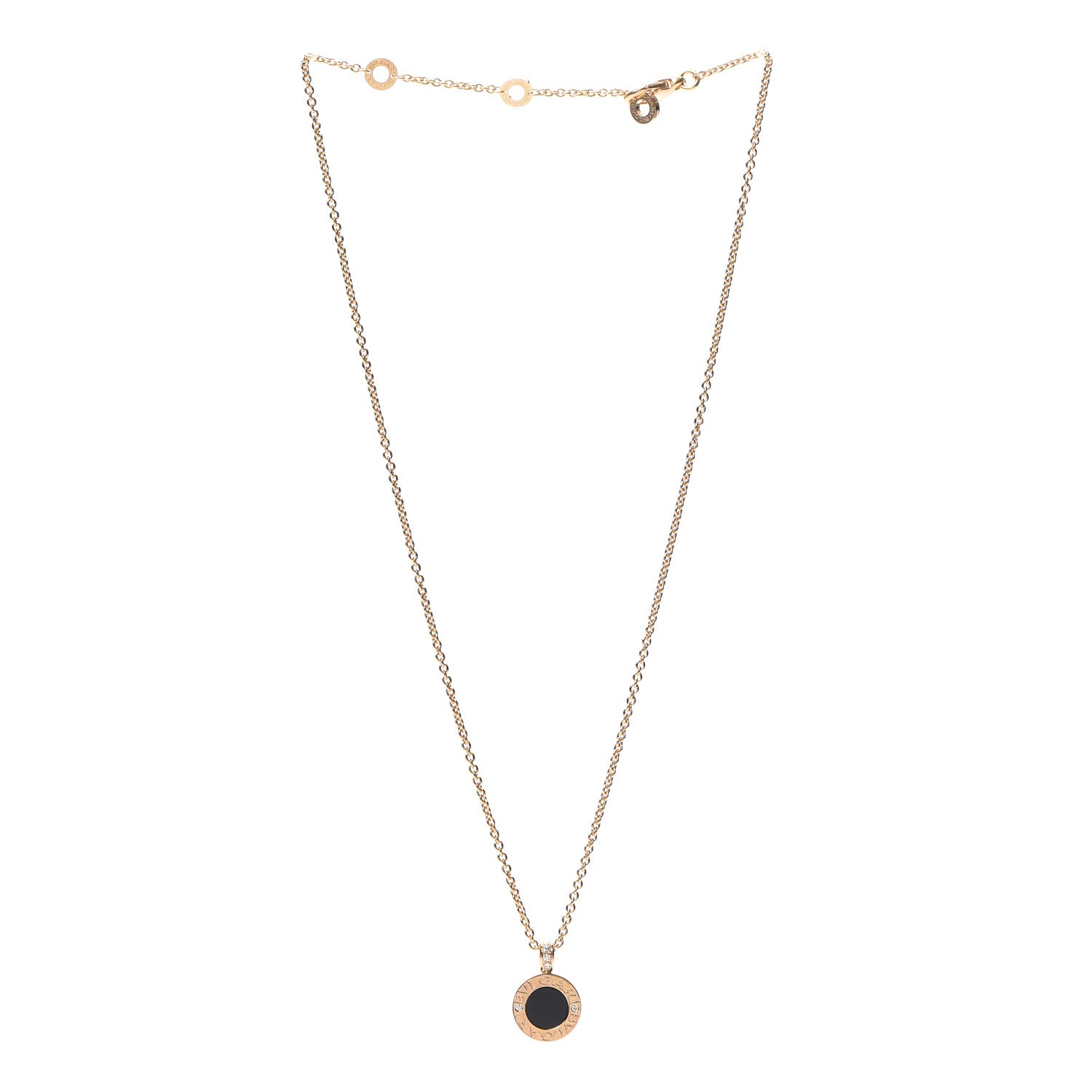 Bulgari 18K Yellow Gold Diamond Black Onyx Mother of Pearl BVLGARI BVLGARI Pendant Necklace 2 of 8