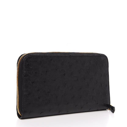 Prada Ostrich Zip Around Wallet Black 2 of 8