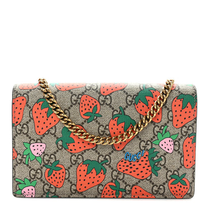 Gucci GG Supreme Monogram Strawberry Chain Wallet 1 of 9