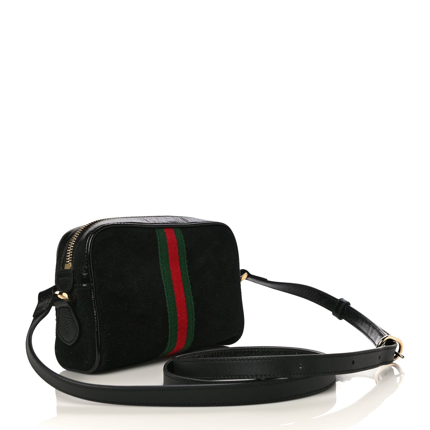 Gucci Suede Patent Web Mini Ophidia Shoulder Bag Black 3 of 10