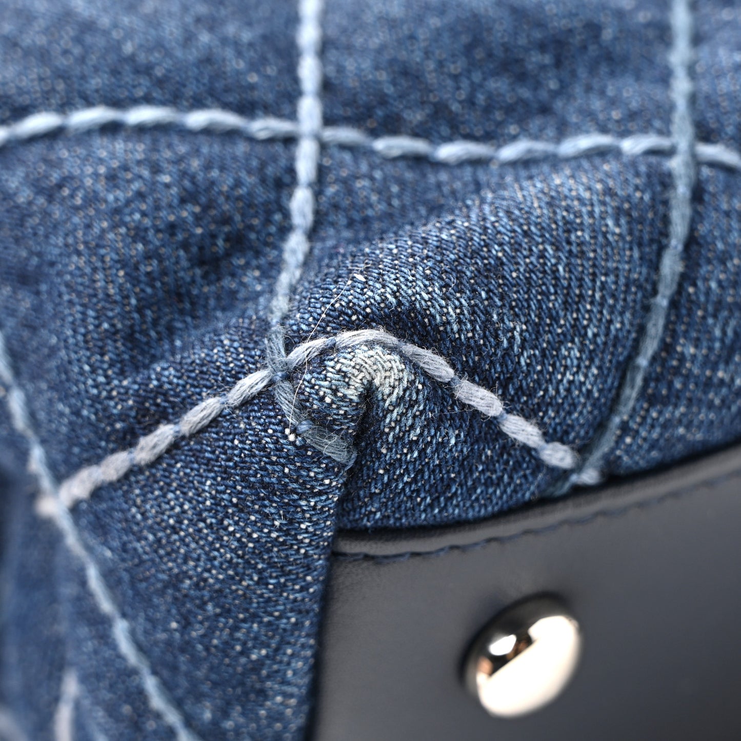 Denim Quilted Mini Coco Handle Flap Blue