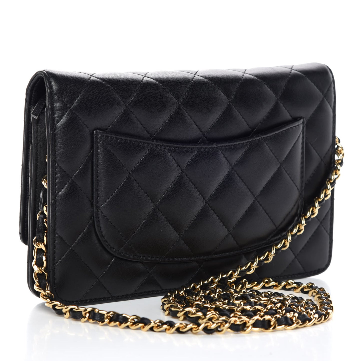 Lambskin Quilted Wallet On Chain WOC Black