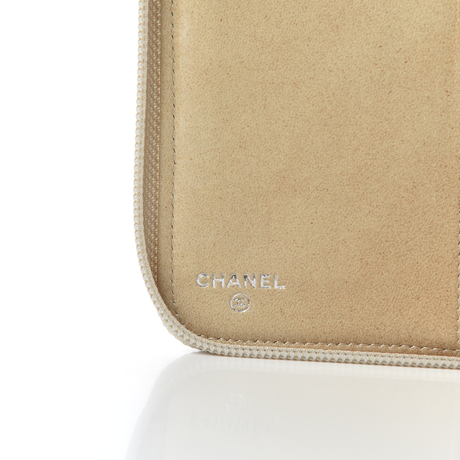 Chanel Lambskin Camellia Embossed Zip Around Organizer Wallet Light Beige 6 of 7