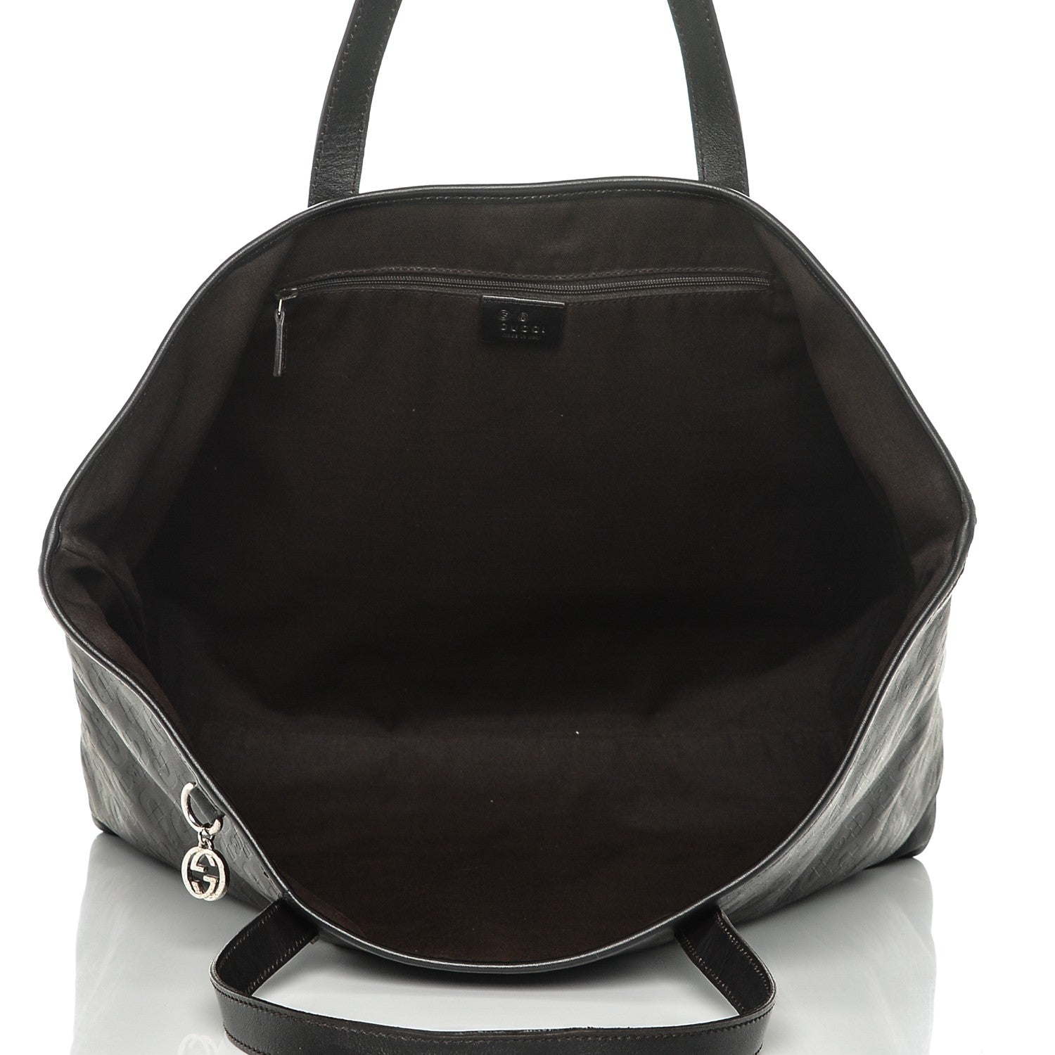 Gucci Calfskin Horsebit Embossed Large Tote Dark Brown 5 of 7