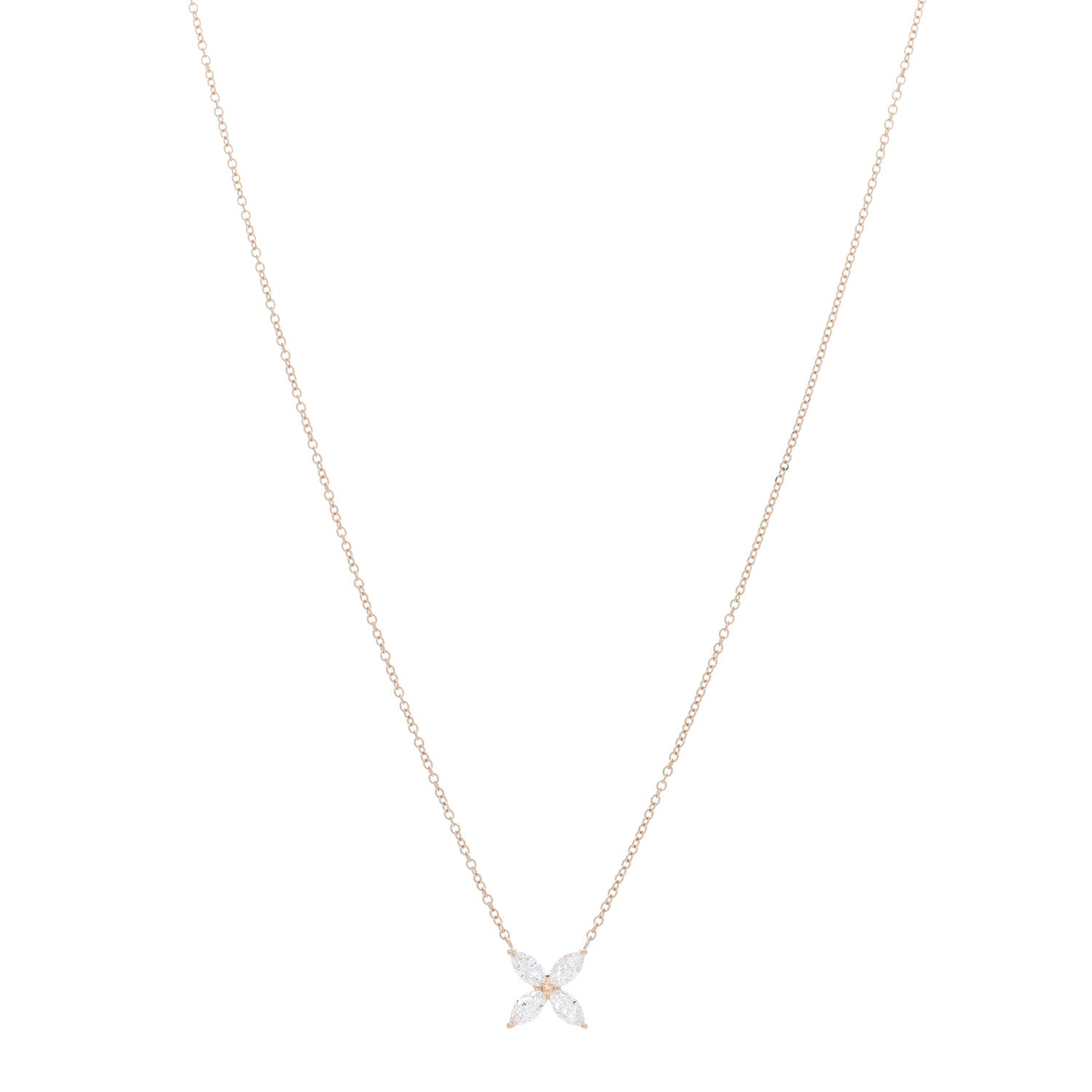 Tiffany 18K Rose Gold Diamond Medium Victoria Necklace 1 of 5