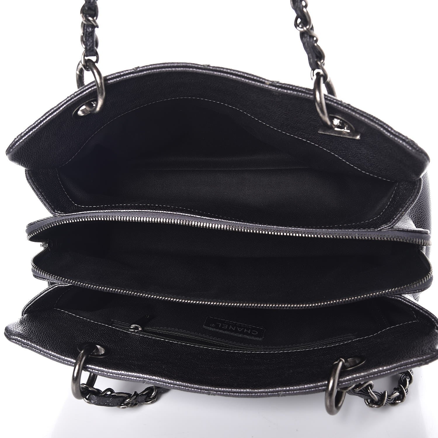Chanel Iridescent Quilted Chic Caviar Shopping Tote Dark Silver 5 of 7