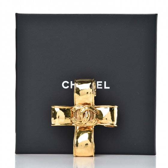 CC Cross Brooch Gold